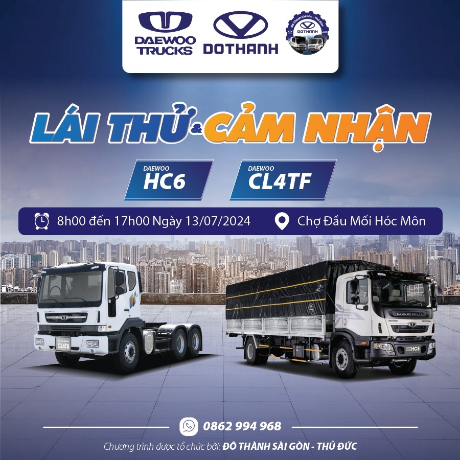 ROADSHOW THÁNG 07 KẾT HỢP ĐĂNG KÝ LÁI THỬ XE TẢI DAEWOO VÀ XE ĐẦU KÉO DAEWOO