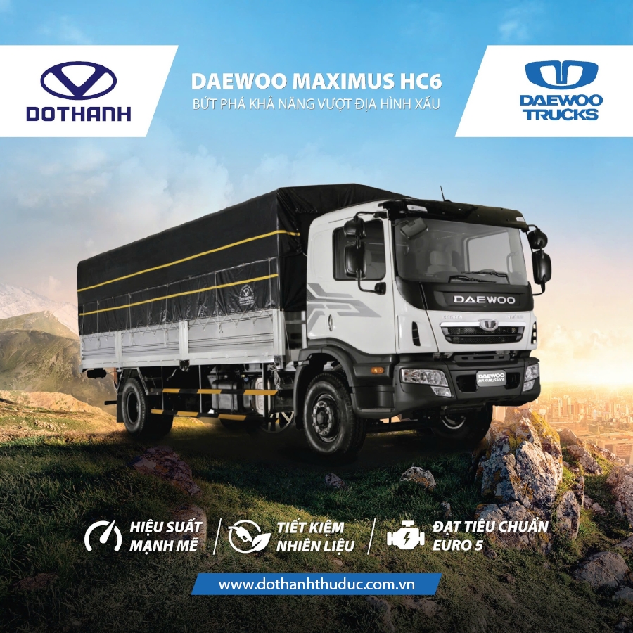 Siêu Phẩm Xe Tải Daewoo Hàn Quốc HC6 Thùng Mui Bạt 8.5 Tấn Thùng 7.6M