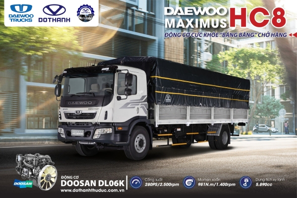 Siêu Phẩm Xe Tải Daewoo HC8 Hàn Quốc 8.6 Tấn Thùng Dài 8.6M