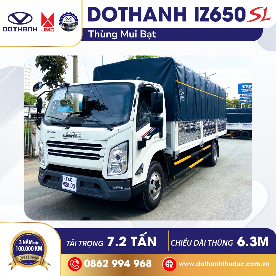 Xe Tải DOTHANH IZ650SL Thùng Mui Bạt 7.2 Tấn Thùng Dài 6.3M